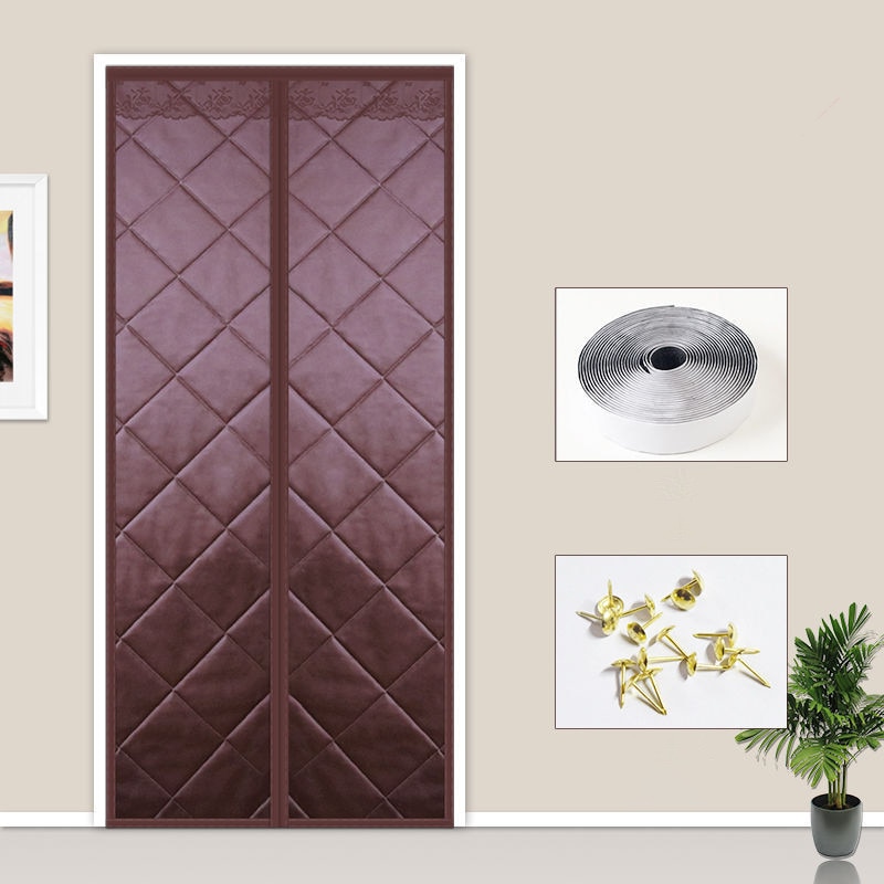 Winter Magneet Auto Sluiten Deur Gordijn Schermen Anti Mosquito Magnetische Winddicht Warme Deur Scherm: PU coffee / 100x220cm