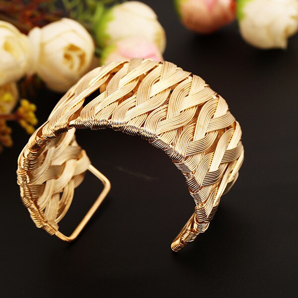 Punk Stijl Manchet Armbanden Gouden Metalen Wrap Weven Goud Zilver Kleur Armband Kleding Sieraden Kostuum Sieraden