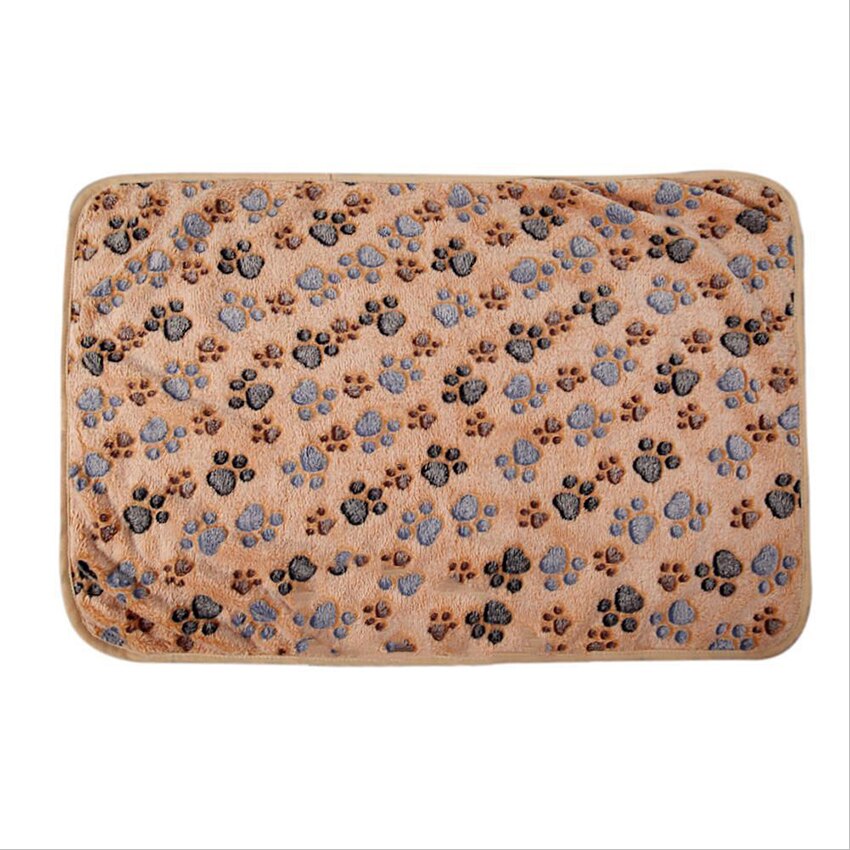 tapis pour animaux de compagnie petite grande patte impression chat chien chiot polaire couverture douce lit coussin chiot hiver fournitures pour animaux de compagnie patte impression artisanale: Brown Paw / L(60x40cm)