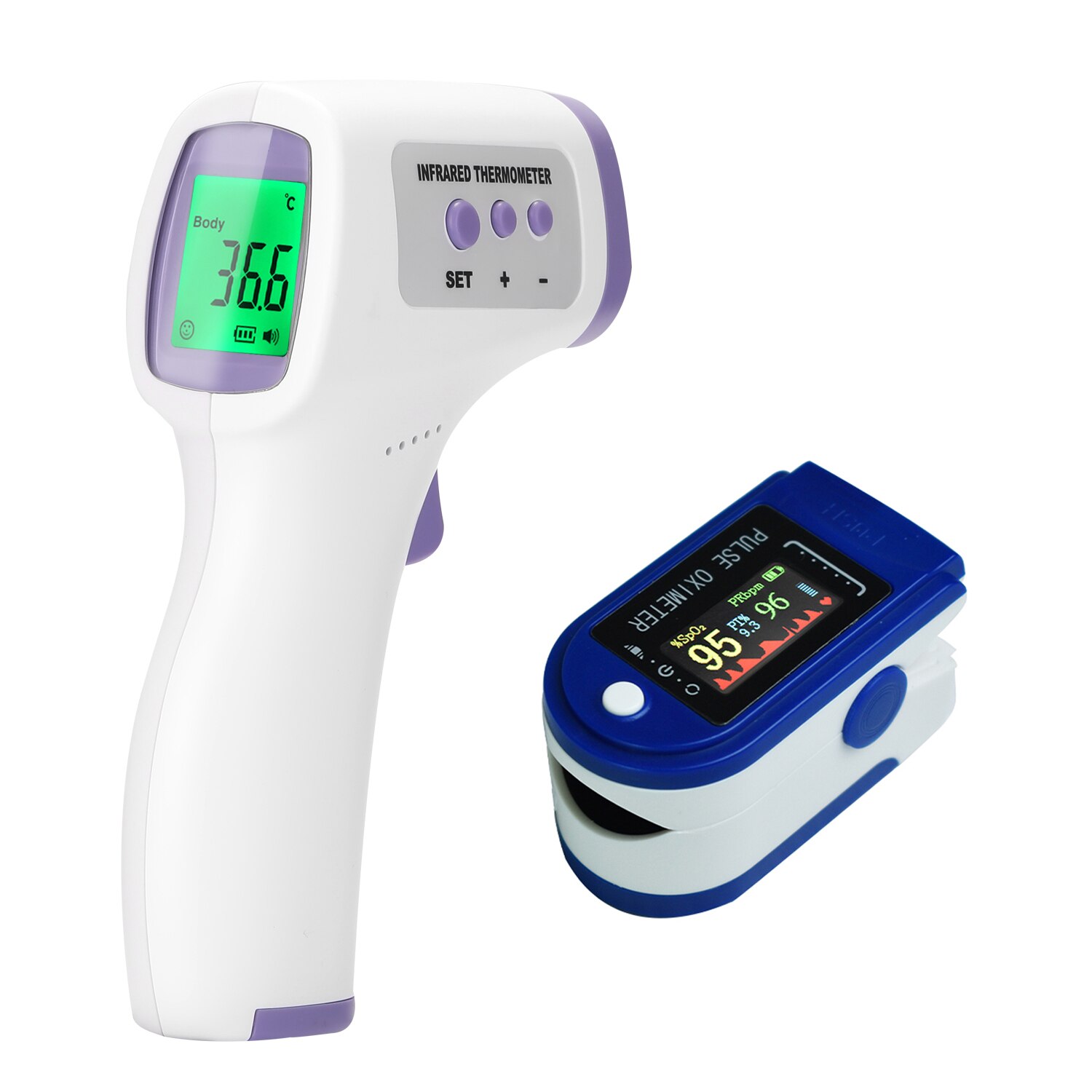 Oximetro Finger Oximeter Pulse Rate Perfusion Index SPO2 Blood-oxygen Data Measurement OLED Display + Digital Thermometer