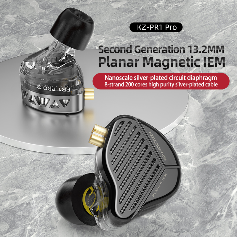 Kz  pr1 pro planar magnetic iem wired earphone 13.2mm orthodynamic in-ear monitor hifi headset game sport earbuds headphones