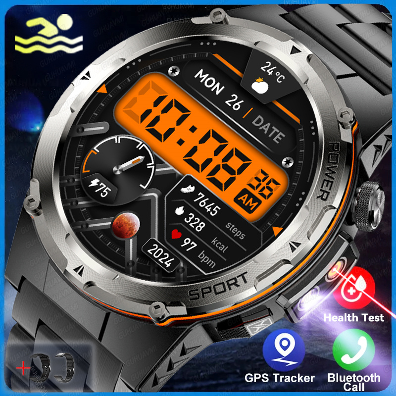 2025 novo para xiaomi ios militar smartwatch ip68 à prova dip68 água esportes ao ar livre rastreador de fitness monitor saúde bt chamada laser infravermelho: Rosa
