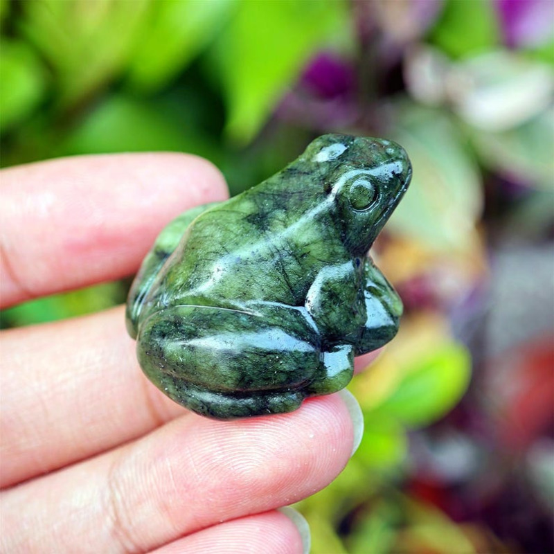 Rana de jade verde mezcla Natural, animal de cuarzo, rana de cristal, decoración del hogar, espécimen Mineral, de cristal, curación Reiki, 1 ud.