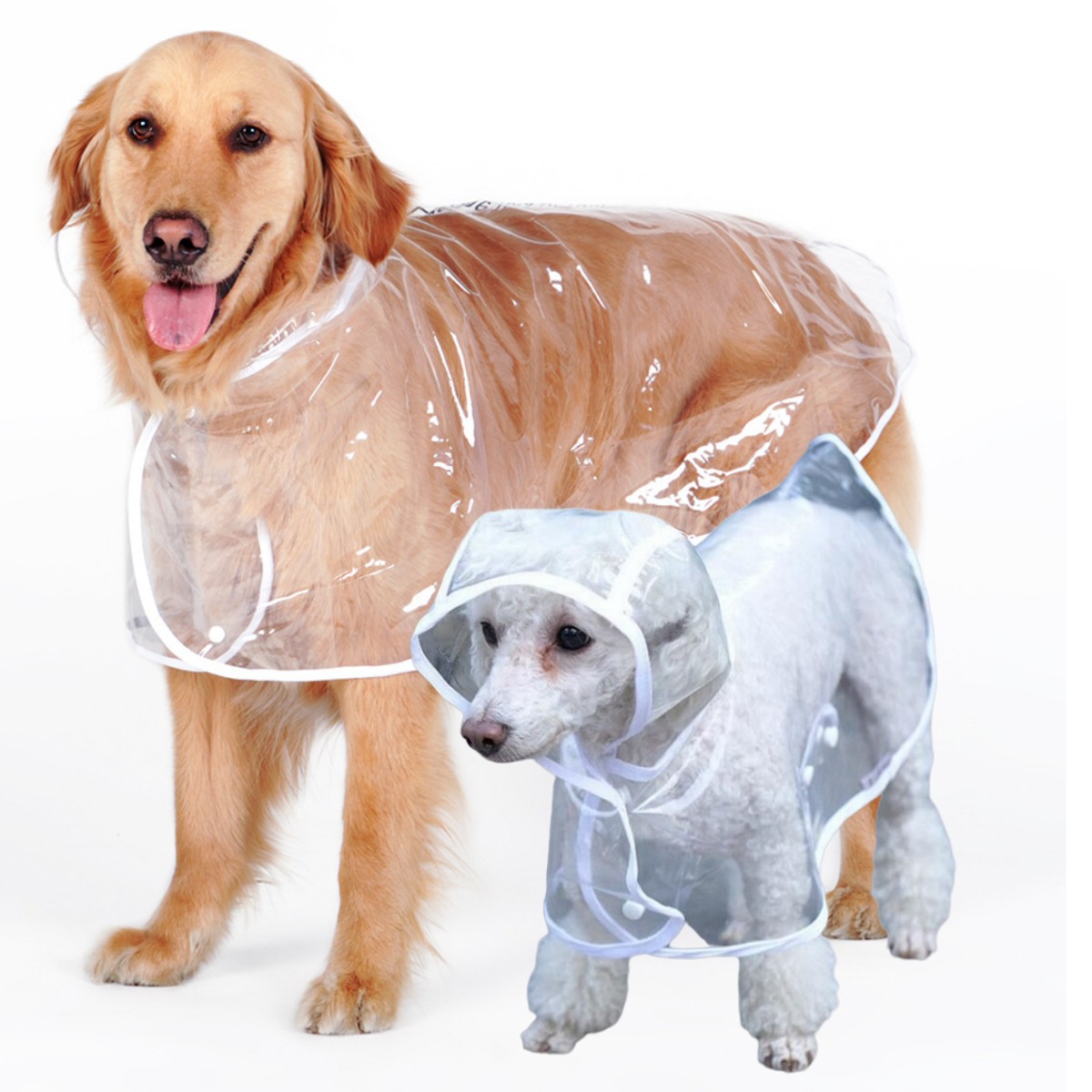 Capa de chuva para cães de estimação, roupas transparentes para cachorros, à prova d'água, macacão para cães pequenos e grandes, XS-7XL