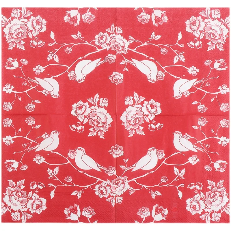 Rode Chinese Stijl Kleurrijk Servet Bedrukt Papier Servet Bruiloft Hotel Puur Houtpulp Papier 20 Stuks/Pac Ekster 2-Laag 33Cm Foodgrade