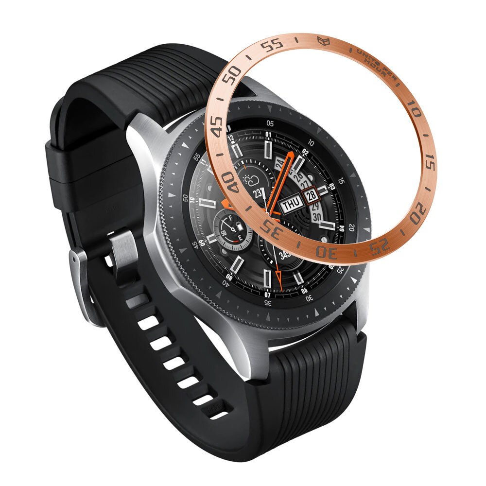 Cubierta de bisel de 22mm para Samsung Galaxy Watch, 46mm/ Gear S3 Frontier Bezel Ring, cubierta adhesiva, Círculo de protección de acero antiarañazos: Rose gold