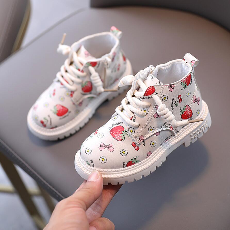 Meisjes martin laarzen herfst leren jongens korte laarzen enkel waterdicht kinderen schattige sneeuwlaarzen kinderschoenen