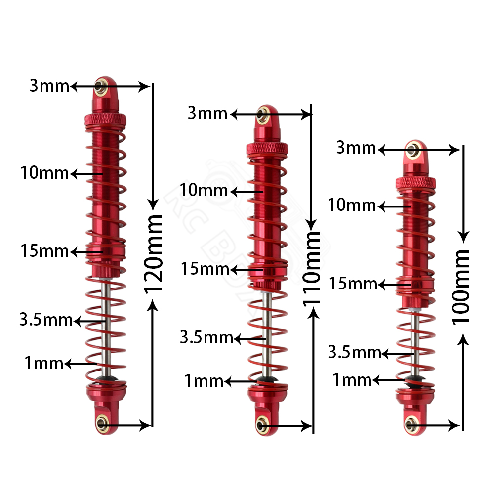 Metal 70mm 80mm 90mm 100mm 110mm 120mm Shock Absorber Oil Damper for 1/10 RC Crawler Car Axial SCX10 AXI03007 RBX10 D90 TRX4