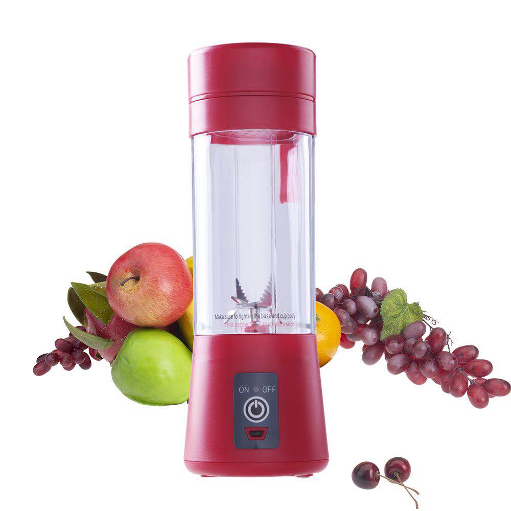 400ml Portable Juice Blender USB Juicer Cup Multi-function Fruit Mixer Six Blade Mixing Machine Smoothies Baby Food: Red