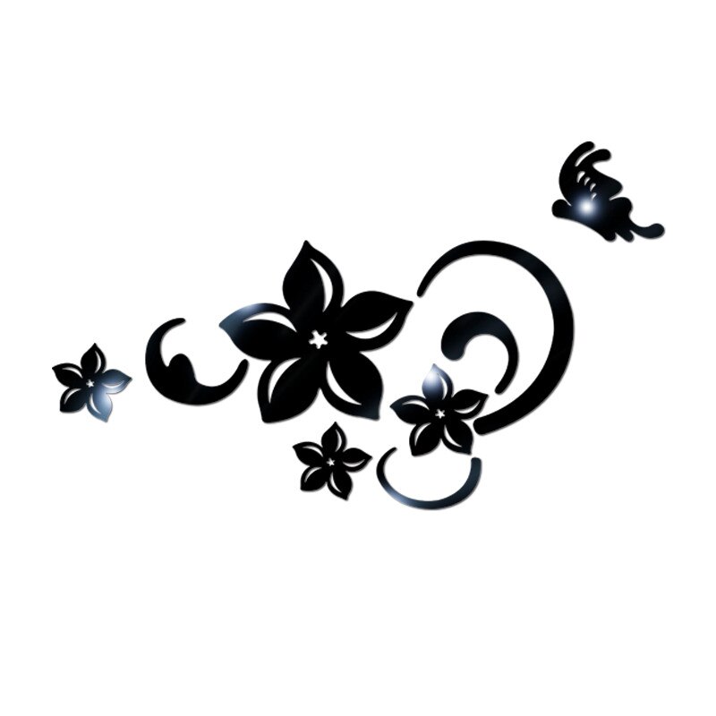 3D miroir Stickers muraux fleurs en forme de coeur miroir papier peint épais plastique miroir autocollants Art murs décoration 60X36CM # LR2
