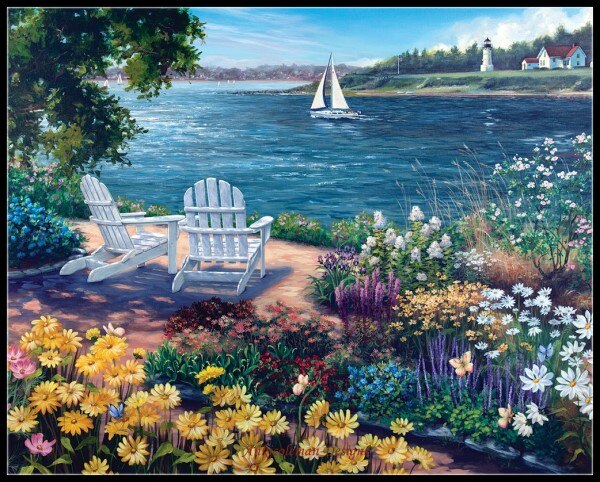 Broderie point de croix compté Kits couture-artisanat 14 ct DMC couleur bricolage Arts fait main décor-paysage 228 w x 182 h: 6