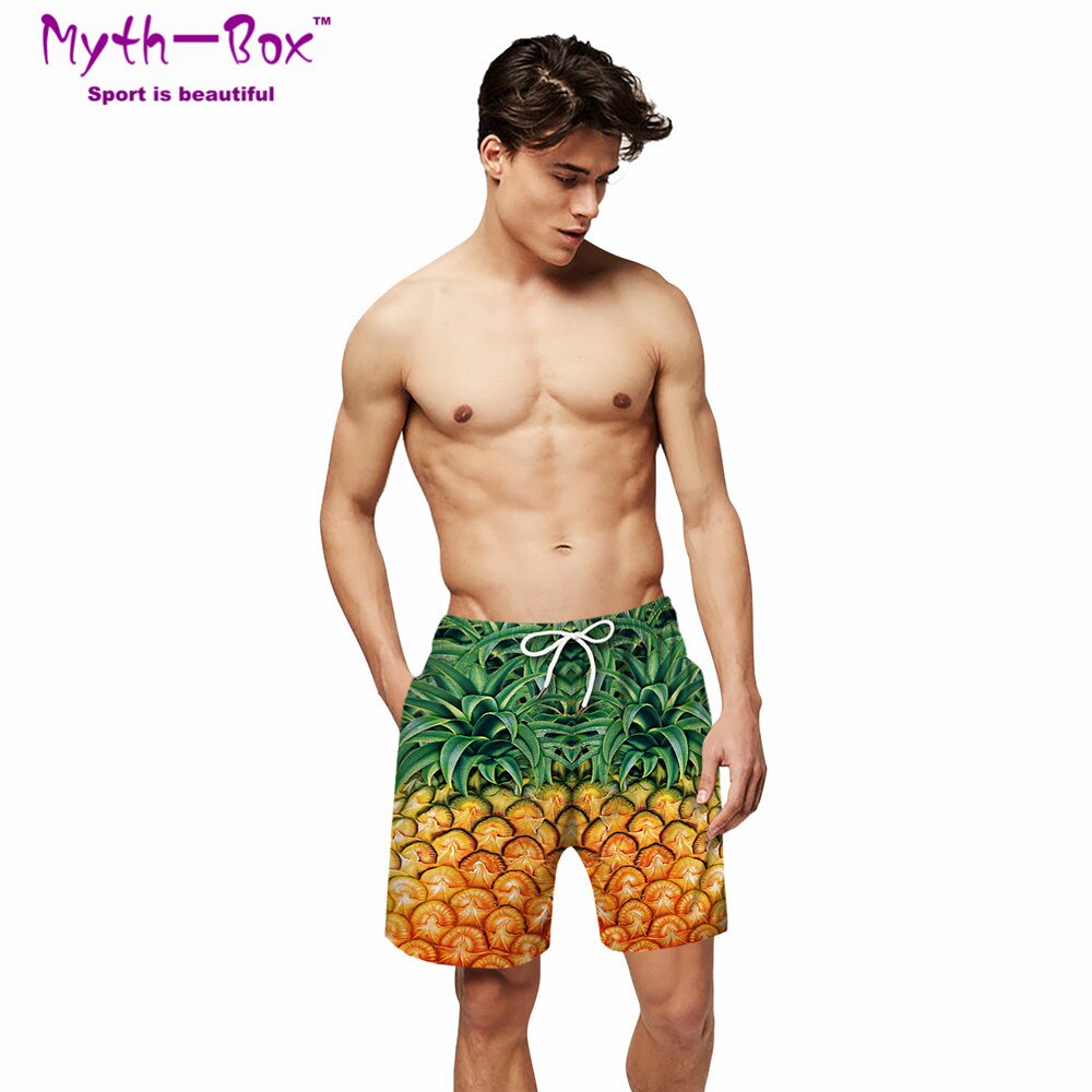 Zomer Mannen Strand Shorts Water Zwemmen Sport Broek Ananas 3D Print Surfen Shorts Mannelijke Badmode Losse Surf Board Trunks badpak