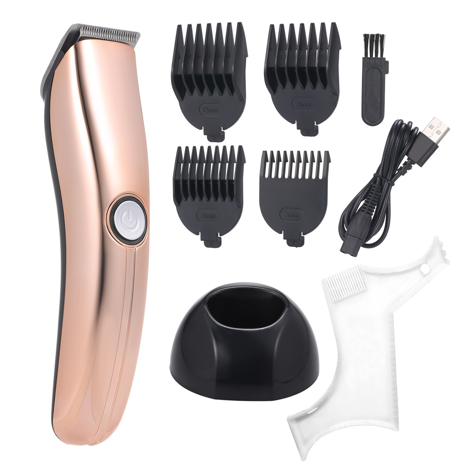 USB Charging Hair Clipper Kit Trimmer Beard Trimer Grooming Kit Guide Comb Hair Clipper Stand Beard Shaping Template Guide