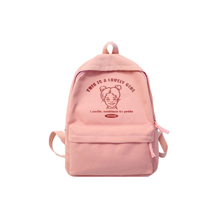 Menghuo Preppy Style Women Backpack for School Teenager Girls School Bag Ladies Canvas Fabric Backpack Female Bookbag Mochilas: Pink