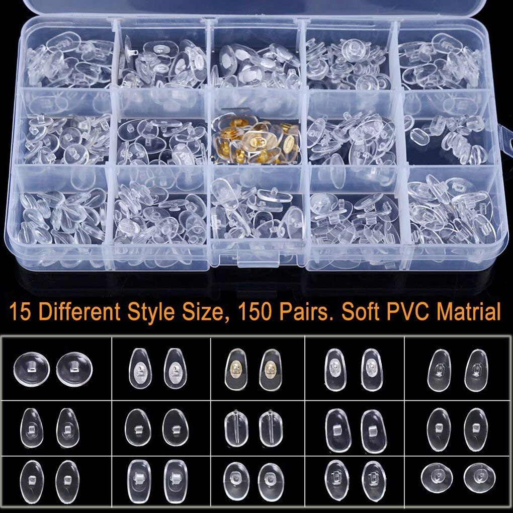 150 Pairs Siliconen Neus Pads Voor Brillen Zachte Neus Pads Voor Bril Zonnebril Schroeven Voor Glazen Reparatie Kit