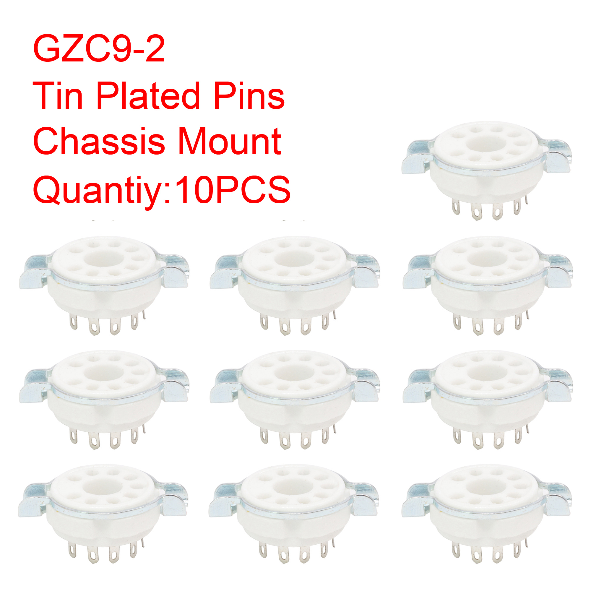 9pin Ceramic Tube Socket Valve Base for EL504,EL519,PL519,EL502,6LQ6,7868 Vintage Audio Amplifier DIY PCB Chassis Mount: Red