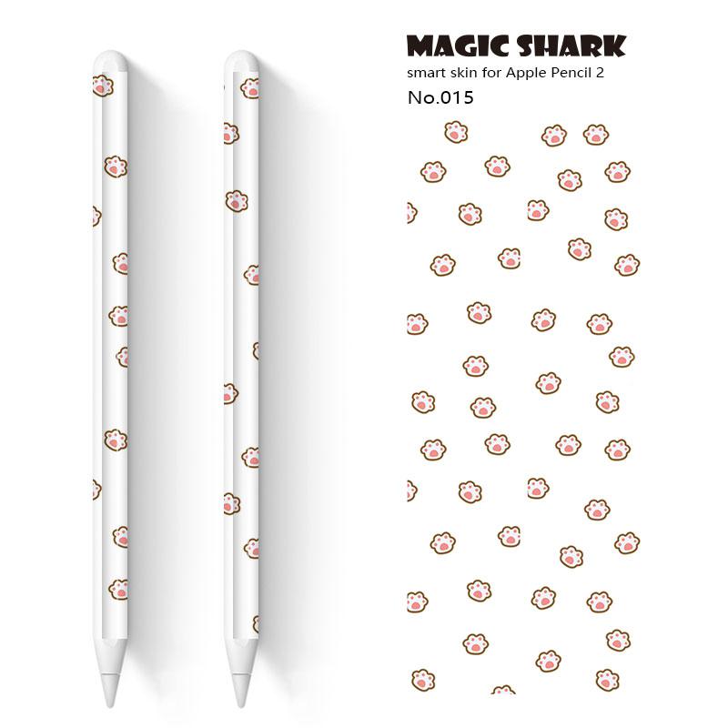 Magic Shark 2pcs/lot for Apple Pencil 2 Stickers Scratchproof Cute Cartoon Ultra Thin Stickers Touch Stylus Pen Sticker Paper: 015