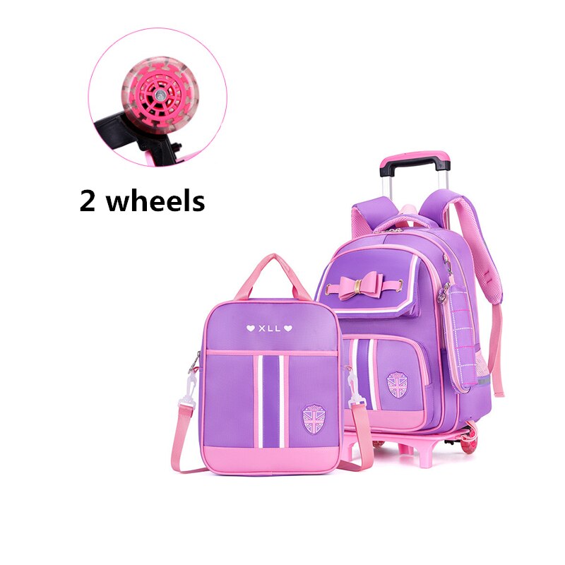 2 koła wymienny dzieci torby szkolne dla dziewczynek szkoła plecak z plecak na kółkach dla dzieci plecak dla dzieci torba na bagaż podróży plecak: purpurowy 2 wheels