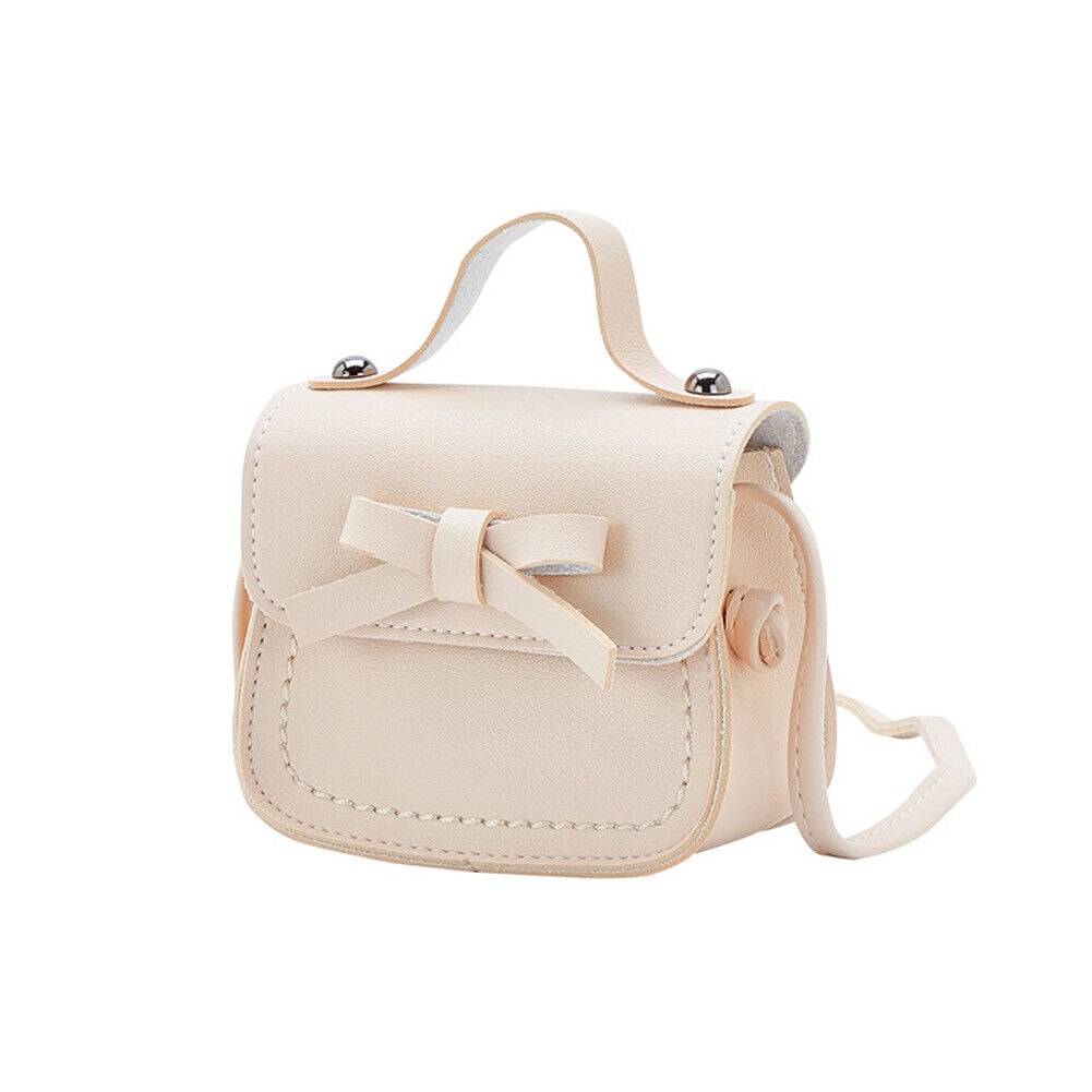 Merk peuter baby messenger bags kinderen kinderen meisjes prinses schoudertas handtas effen strik prinses portemonnees: Beige