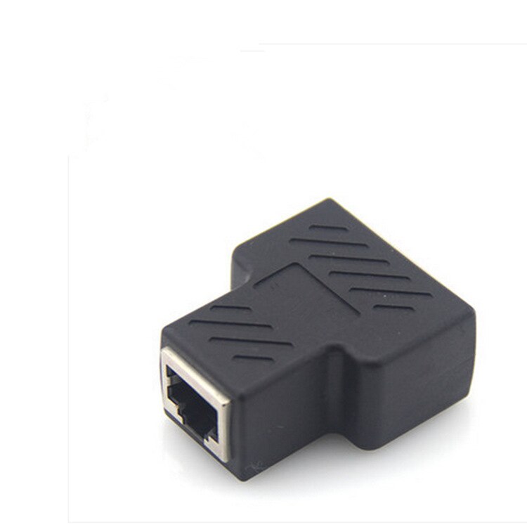 Conector RJ45 1 a 2 adaptador de Cable de red LAN de Puerto hembra Dual 8P8C extensor enchufe Ethernet Cable CAT5 / CAT6 divisor: Black / 2pcs