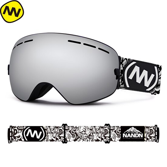 Nuovo stile inverno donna occhiali da sci doppio UV400 antiappannamento maschera da sci grande occhiali da sci uomo occhiali da neve occhiali da snowboard: NG3 Black Silver