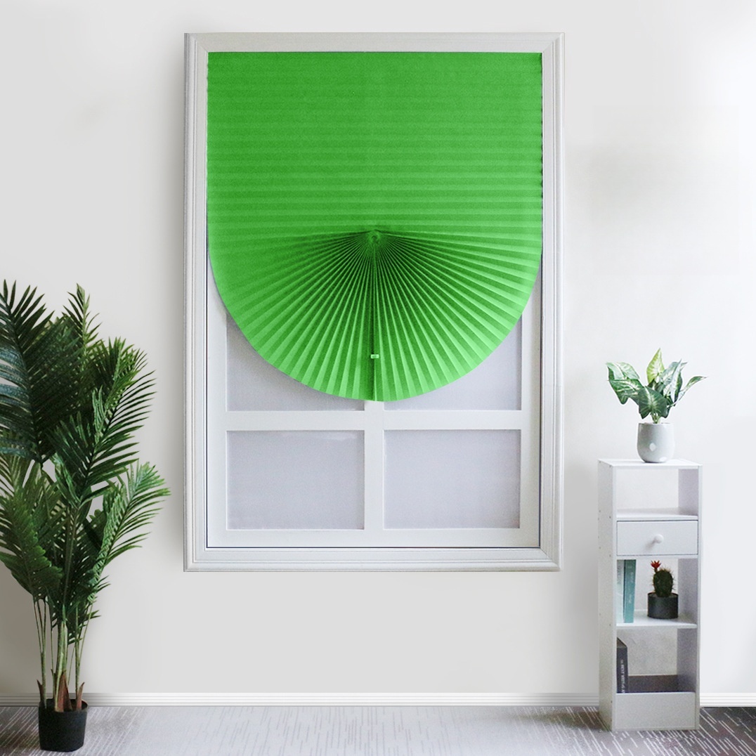 1 unidad de cortinas autoadhesivas de media ventana, cortina plegable no tejida para baño, balcón, sala de estar, cortinas plisadas: Verde