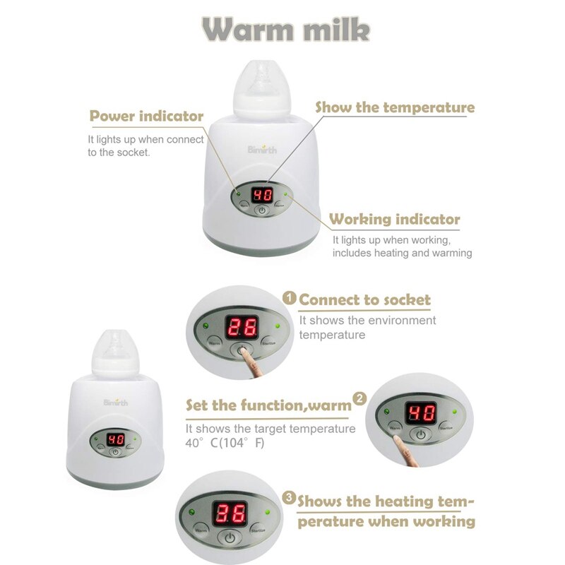 Bimirth Electric Portable Baby Bottle Warmer and Baby Food Heater with LED-Display and Accurate Temperature