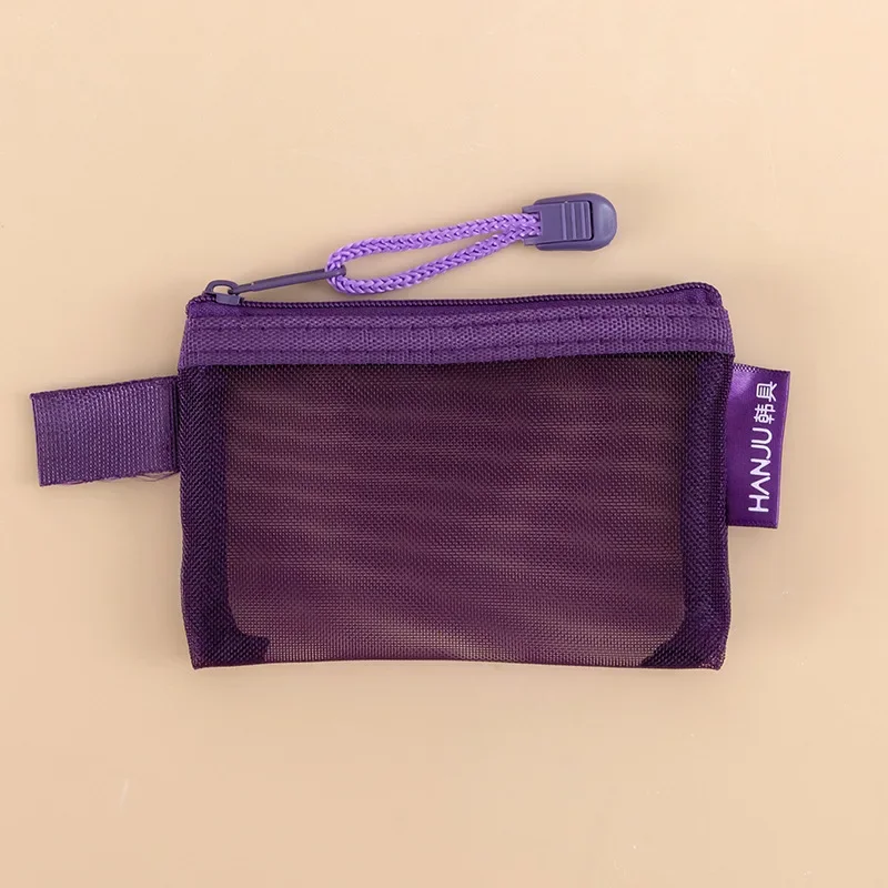 Transparent Mesh Zipper Coin Purse For Women ID Bank Card Organizer Pouch Small Girl Key Earphone Data Cable Charger Storage Bag: SKY BLUE