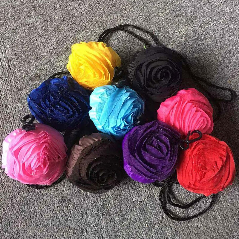 Bolsa de compras plegable, bolsa de hombro de tela Oxford con flores rosas, bolsas de supermercado portátiles ecológicas, bolsa reutilizable para mujeres 1 unidad