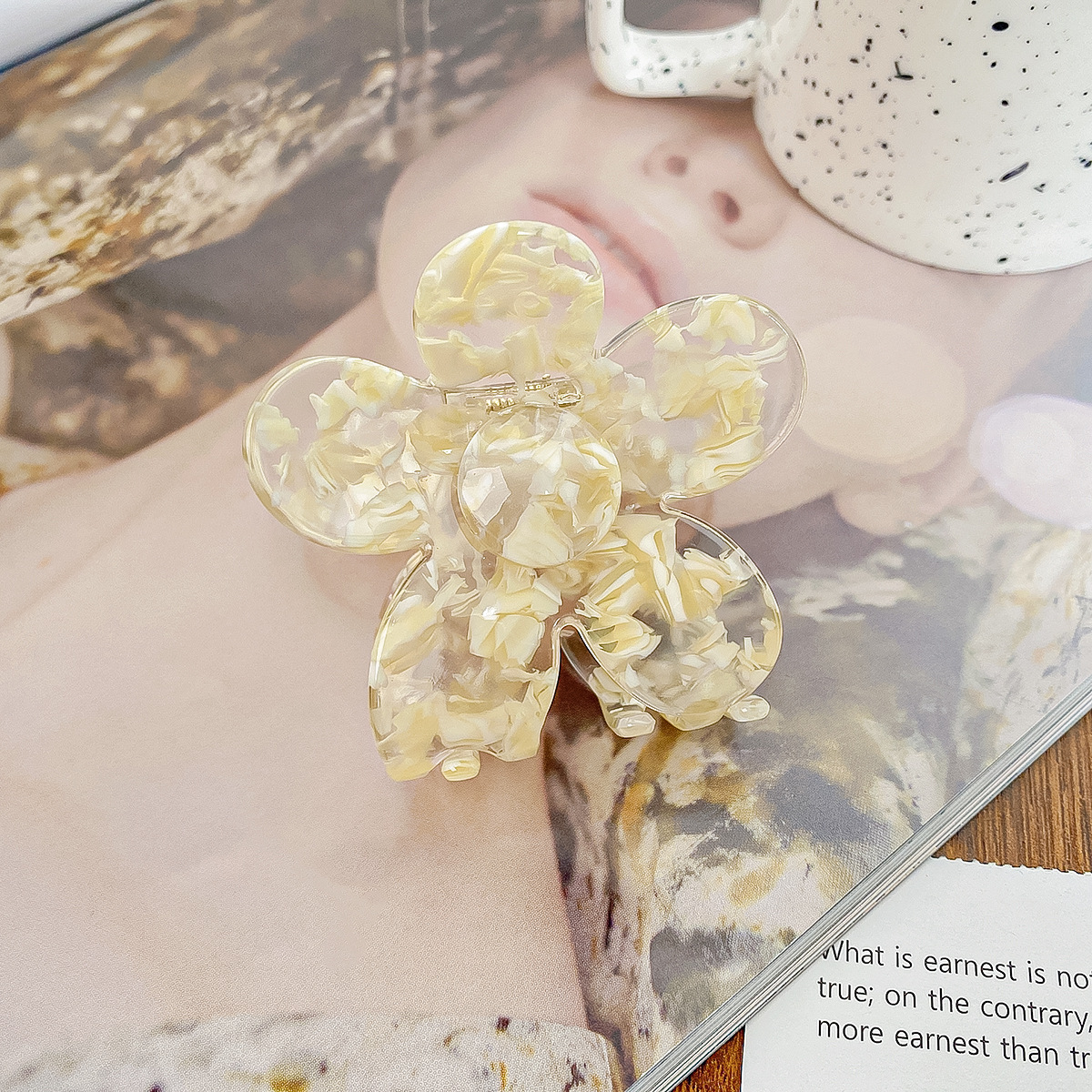 Nueva flor, coleta, pinza para el pelo de tiburón para mujer, pinza para el pelo gruesa, pinza para el pelo de acetato, pasadores, accesorios para el cabello: Verde