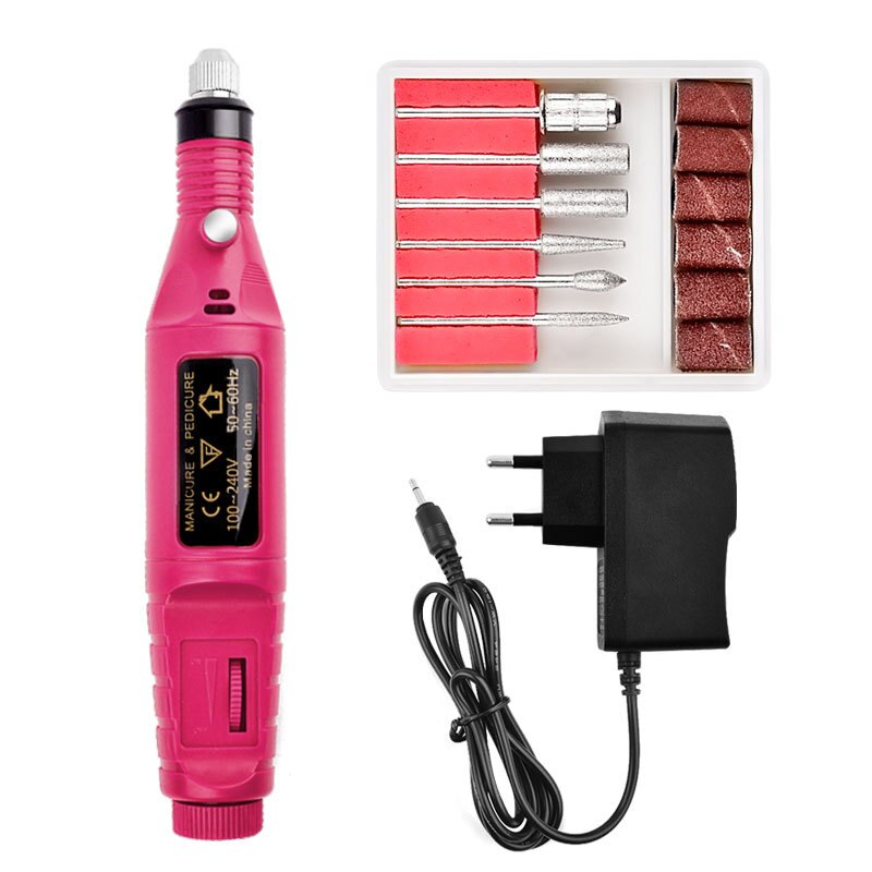 Electric Nail Drill Machine Manicure Pedicure Files Tools Kit &amp; Accessory Nail Polisher Grinding Glazing Machine For Gel Polish: pen-red