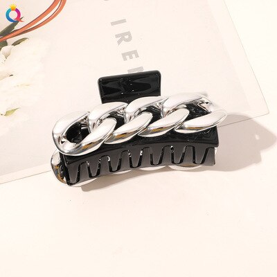 Metal Chain Catch Clip Simple Large Back Head Broken Hair Clip Female Headdress Temperament Shark Clip: TE092