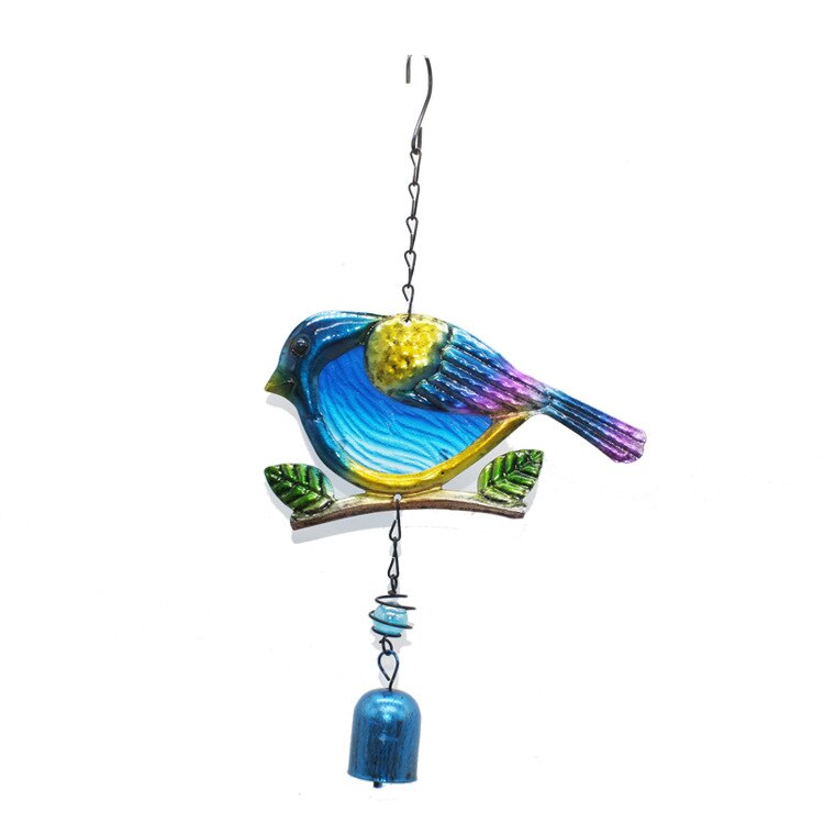 1PC Small Bird Garden Wind Chimes Portable Metal Glass Blue Red Pendants Suitable For Home Balcony Decorations: ZY000017-bluebell