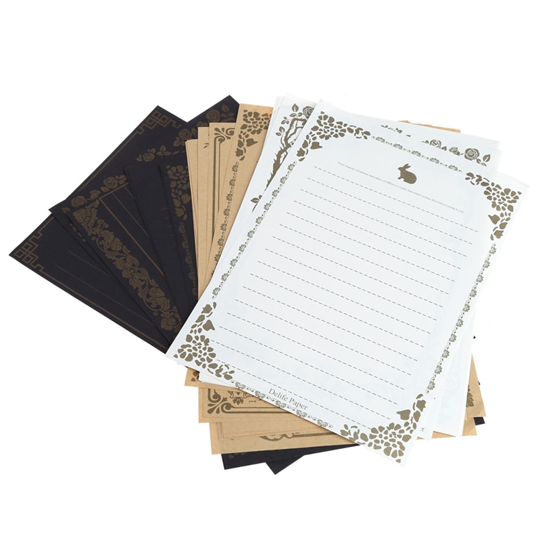 8 Sheets Vintage Retro Writing Stationery Paper Pad Note Letter Set