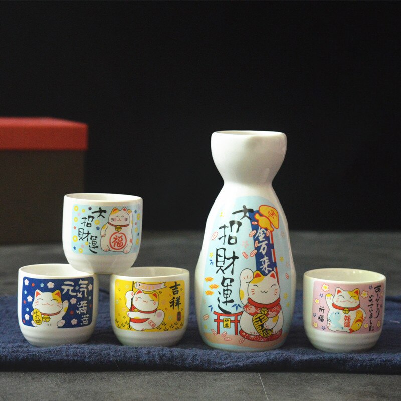 Waraku Fuuka Japanese Traditional Kokeshi Design Sake Wine Soju
