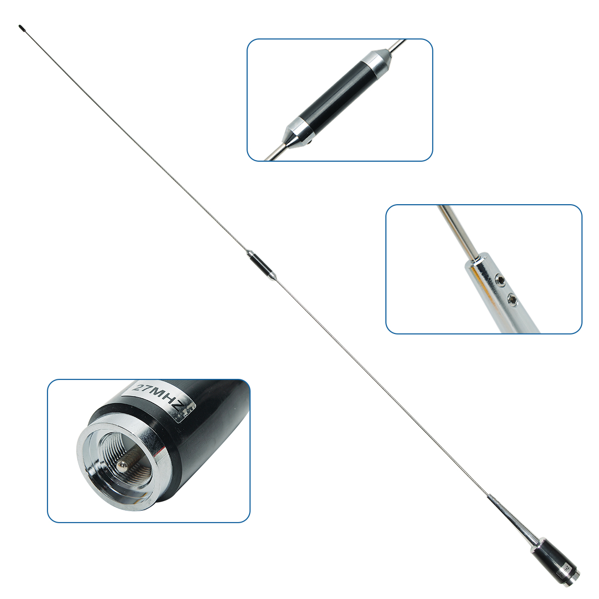 ABBREE CB-04 CB Antenna 110CM CB Radio Antenna 27MHz CB Antenna PL259 Male Compatible with Vehicle Car Truck Mobile CB Radio