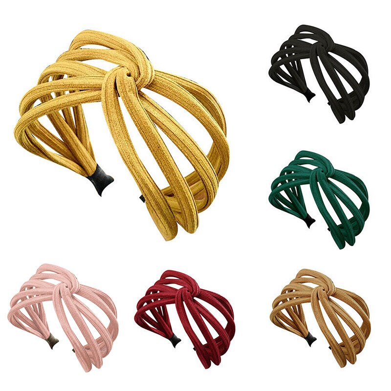 Women Twist Headband Bow Knot Cross Tie Cloth Headwrap Hairband Hoop SMR88