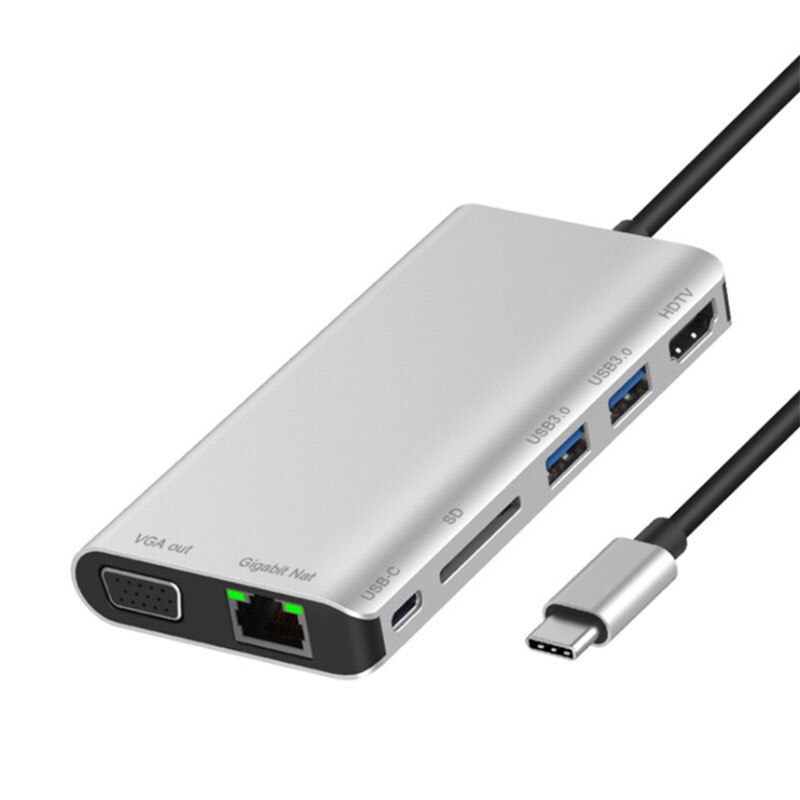 USB-C TO HDMI VGA HUB Docking Station Type-C Docking Station Multifunctional Card Reader: Default Title