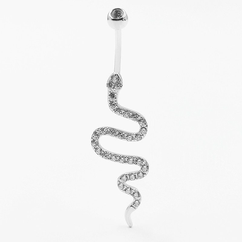 925 navleringe i sterling sølv slange form cz mave piercing kropssmykker til kvinder 1 stk