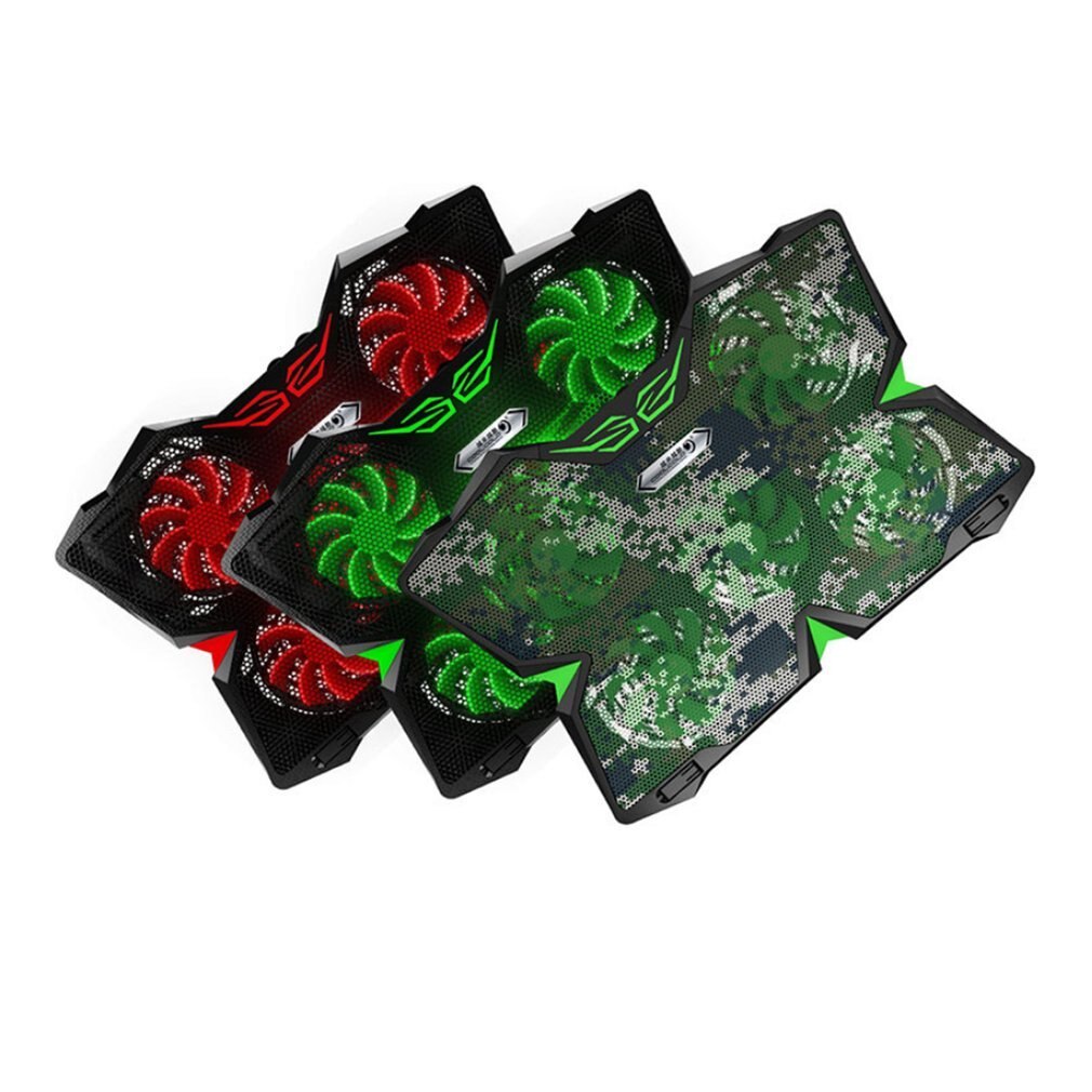 5 Fans Dual USB Power Supply Laptop Cooling Fan Stand Pad Cooler For Notebook Low Noise LED Light Adjustable Wind Speed