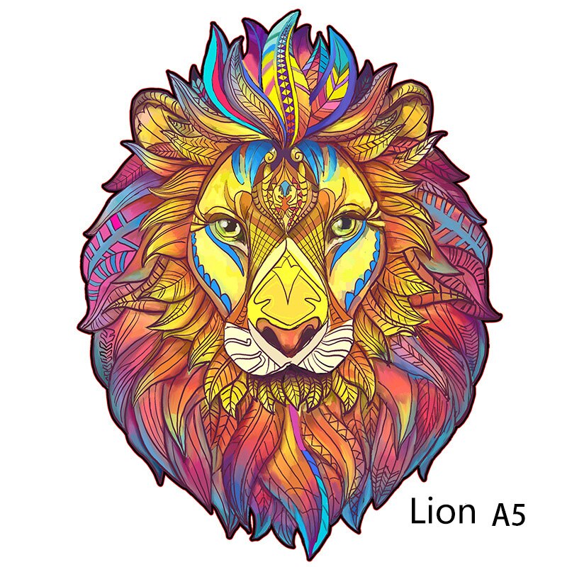 Puzzles en bois pour adultes forme Unique pièces de Puzzle enfants bricolage en bois meilleur pour les enfants meilleur de noël Puzzle: Lion A5