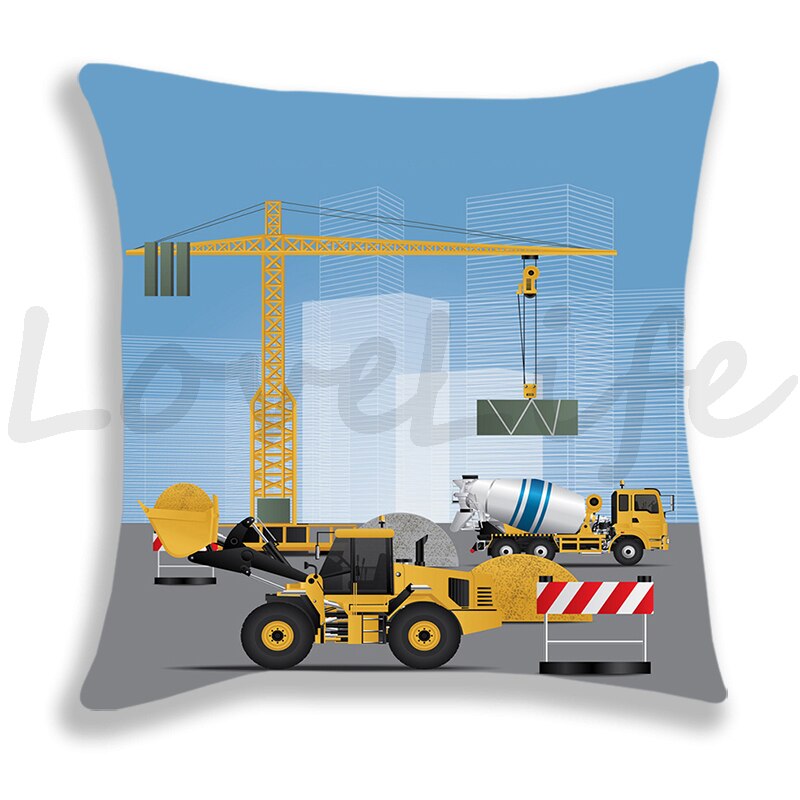 Brandweerwagen/Auto/Graafmachine/Ambulance Print Kussensloop Bank/Slaapkamer Kussenhoes 45*45Cm kussensloop Home Decor Kussensloop Jongens: 12