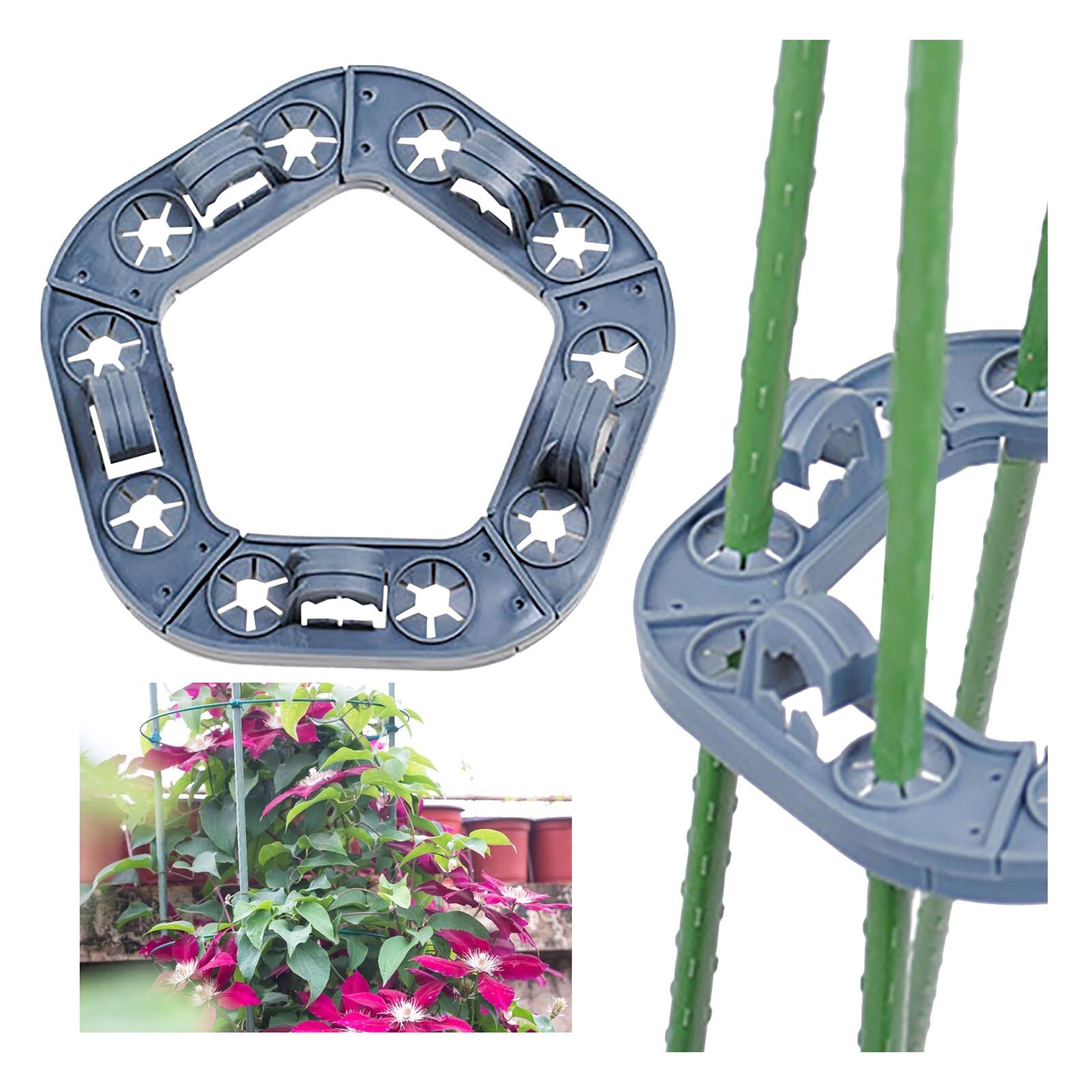 25# 1/2/5pcs Bamboo Cane Holder Garden Climbing Plant Support Peas Beans Fixed Frame Multifunctional plant Supports Инструменты