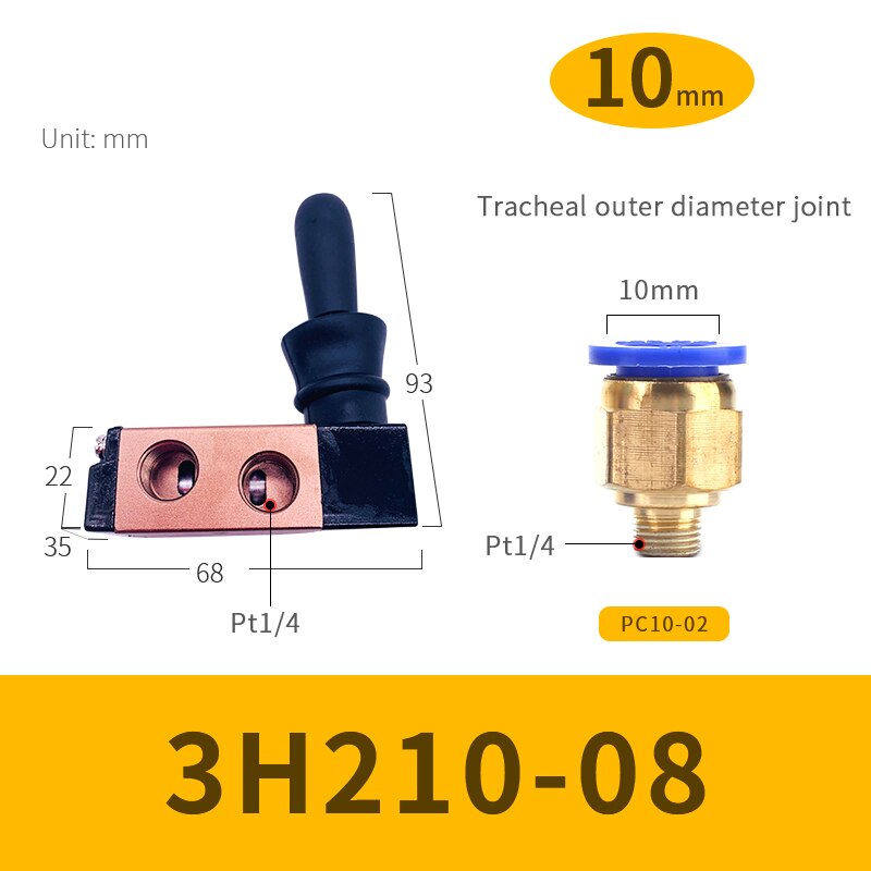 Pneumatic Switch Manual Valve 3H210-08 Hand Plate Reversing Mechanical Valve Cylinder Valve Switch Valve Pneumatic Control: 10
