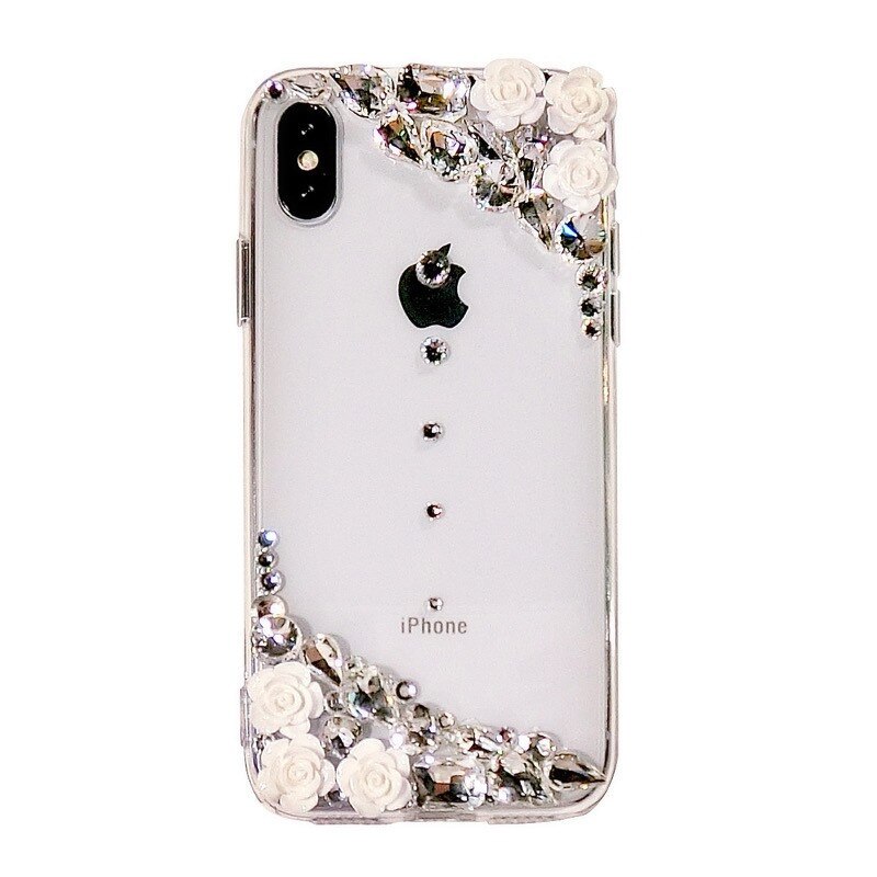 For iPhone X XR 11 XS Max 7 8 6 6s Phone Case Luxury Rhinestone Transparent Phone Case For iPhone 11 12 Pro SE Soft Cover Case