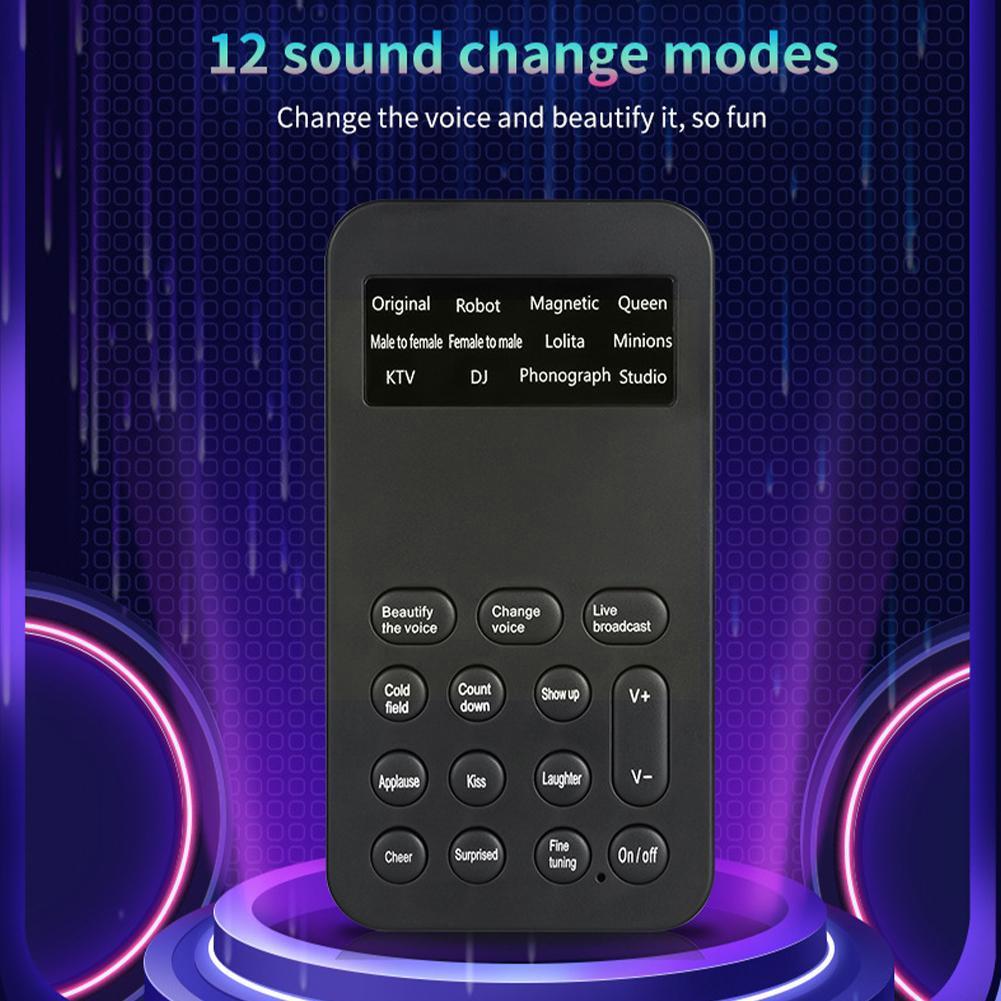 Universeller stimmverzerrer für handy und pc, mini-soundkarte, tragbar 8 funktion, mikrofon, stimmverfremder für spiele/live-übertragungen,  r6k 6