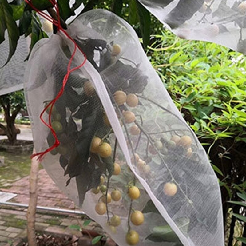 50PCS/Set Nylon Insect Mosquito Proof Net Bags Garden Fruit Tree Cover Bags Grape Fig Flower Seed Vegetable Protection Mesh Bag