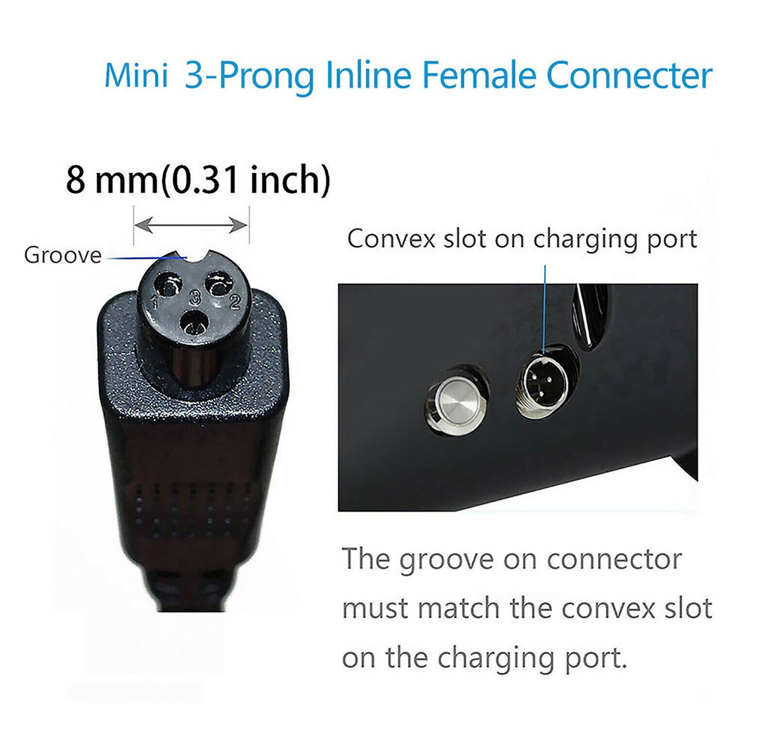 3 Pin 4 Prong 4 Wire Hoverboard Charging Port for Scooter Charger Cable