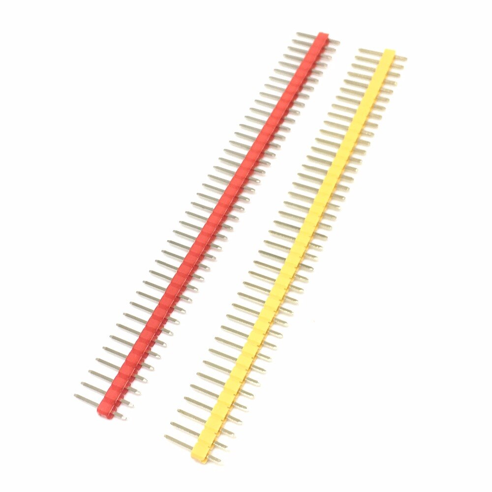 1x40P cabezal de Pin macho de 40 pines 10 Uds., tira de 2,54mm de largo, azul, blanco, verde, amarillo, conector en 5 colores de