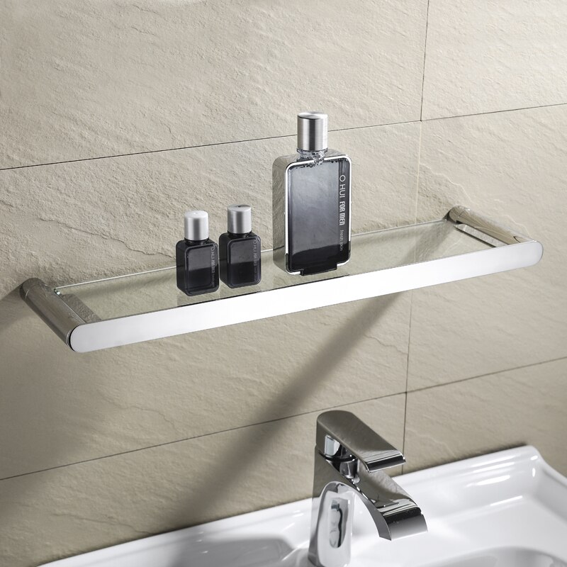 Modern Bathroom Accessories Chrome Finish Toilet Paper Rack Towel Bar Shelf Glass Holder Wall Mount Hook Bathroom Hardware Set